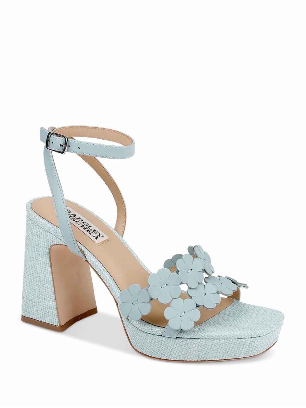 Badgley Mischka Powder Blue Floral Platform Sandals
